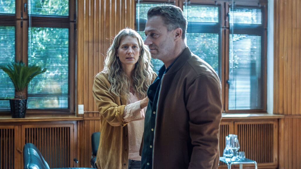 Scheda , sezon 1 , odcinek 2 , n/z Magdalena Popławska , Grzegorz Damięcki , fot. TVN Warner Bros. Discovery / Piotr Żagiell