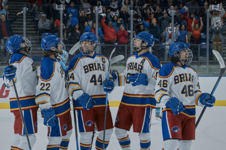 Logan (Antonio Cipriano), Garrett (Belmont Cameli), Dean (Stephen Thomas Kalyn), and Tucker (Jalen Thomas Brooks) in OFF CAMPUS 
Photo: Liane Hentscher/ Prime
© AMAZON CONTENT SERVICES LLC
